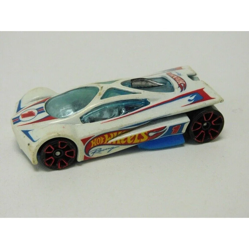 Rare 2001 Hot Wheels Racing Sling Shot #1 White With Blue Windshield Red Rims